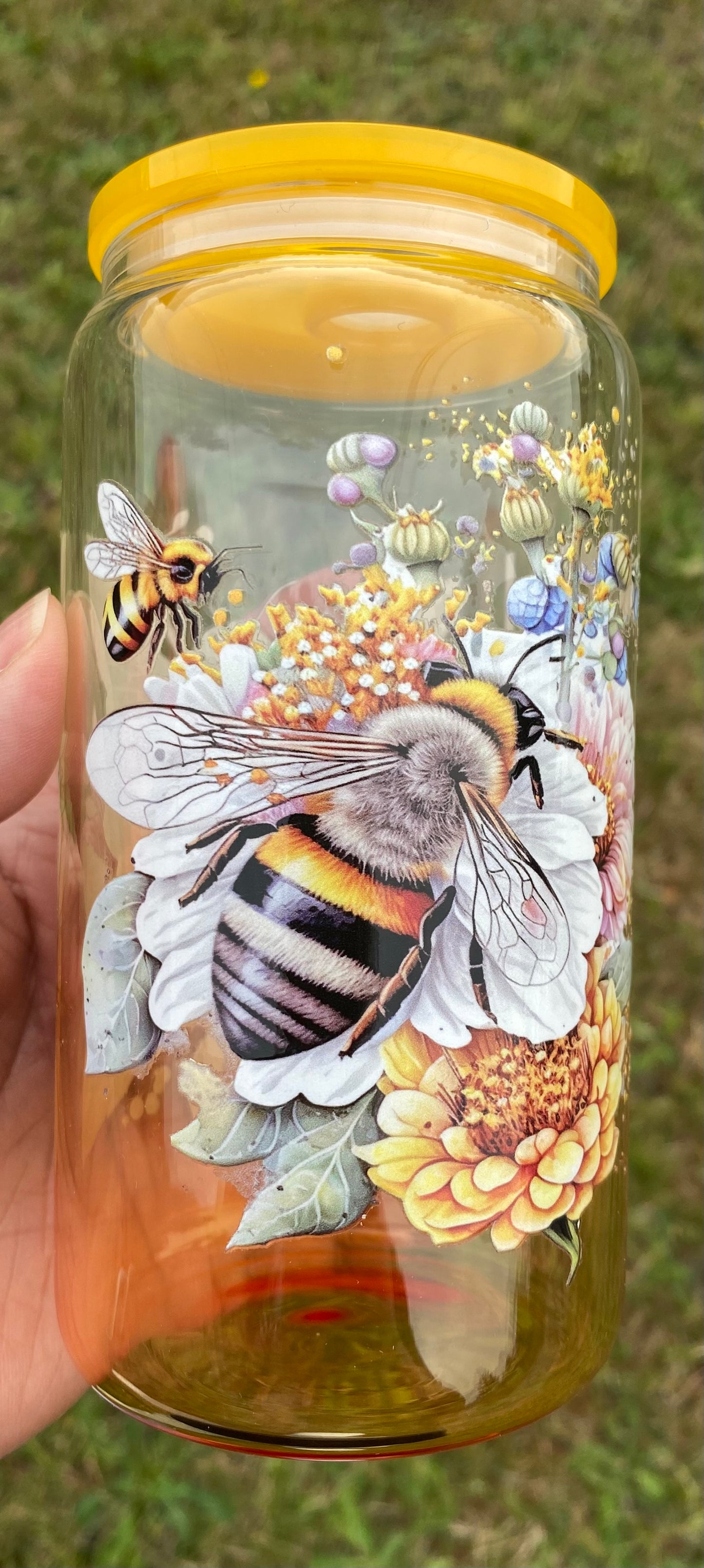 G14 Glass Bee Kind Yellow Ombre