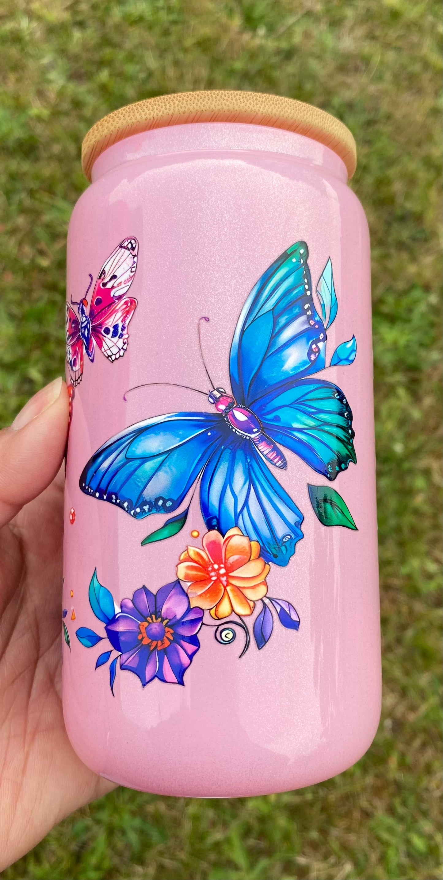 G22 Glass Shimmer Butterflies Pink