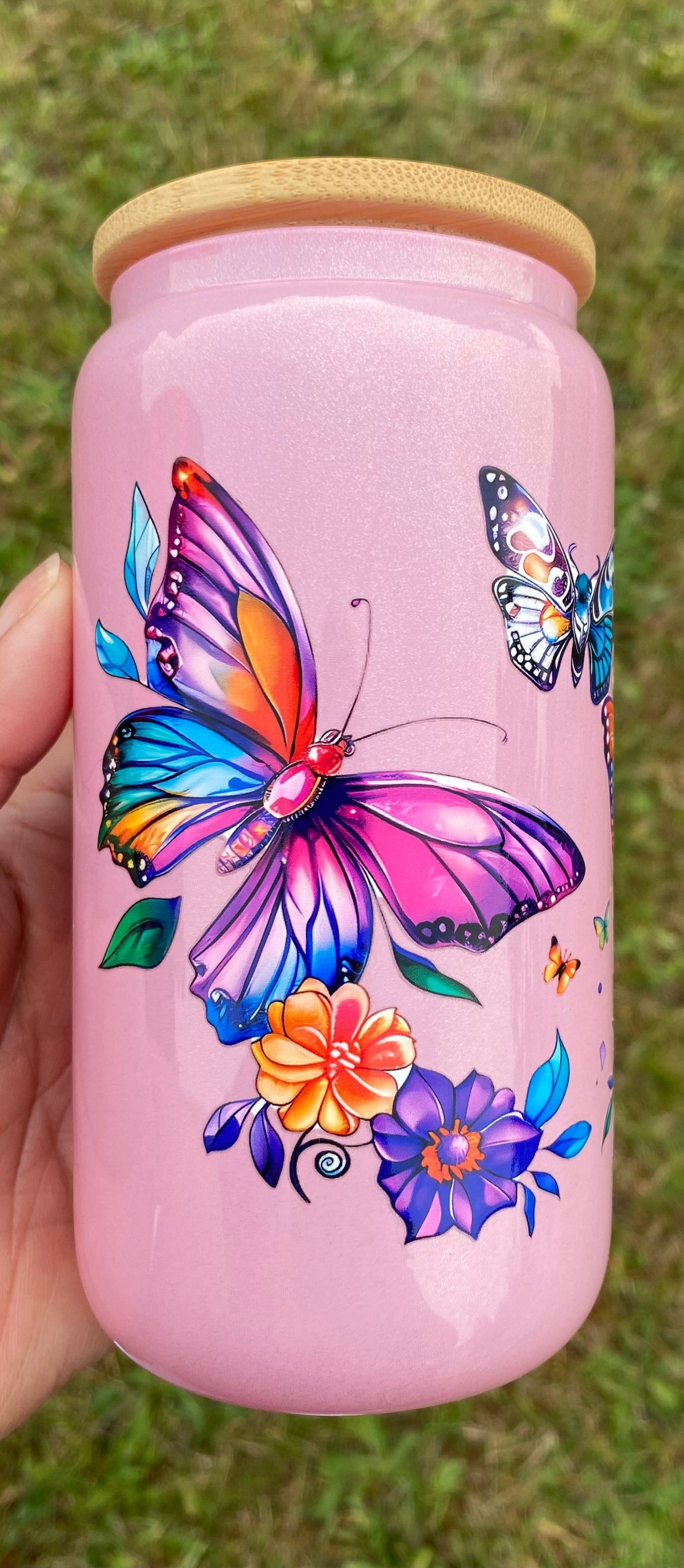 G22 Glass Shimmer Butterflies Pink