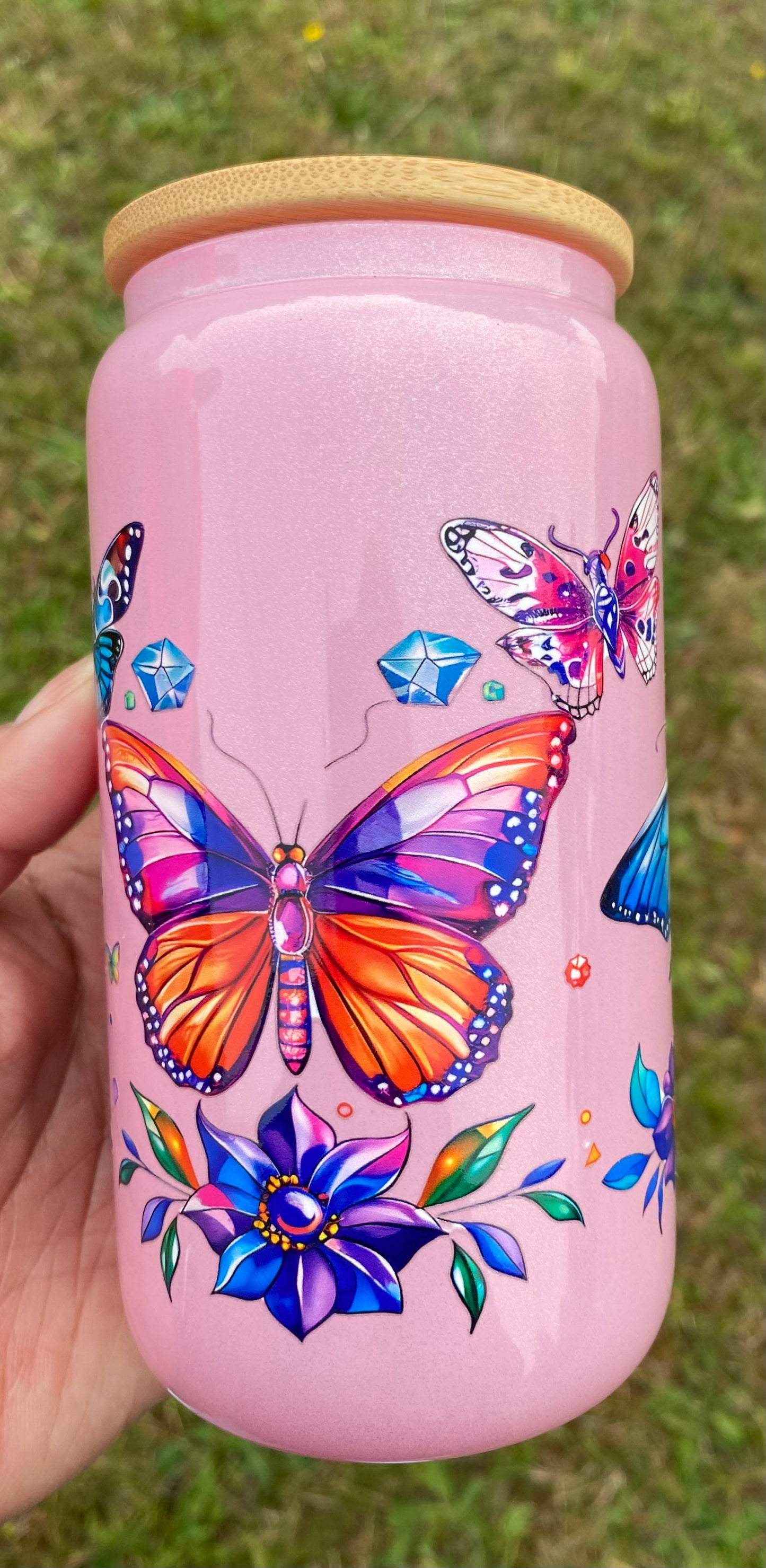 G22 Glass Shimmer Butterflies Pink